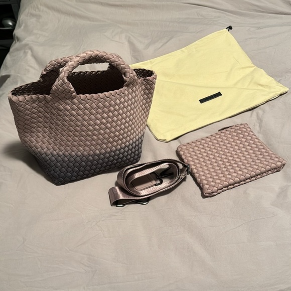 Naghedi St Barths small dip dyed tote and crossbody in mauve fading to grey - Picture 3 of 4